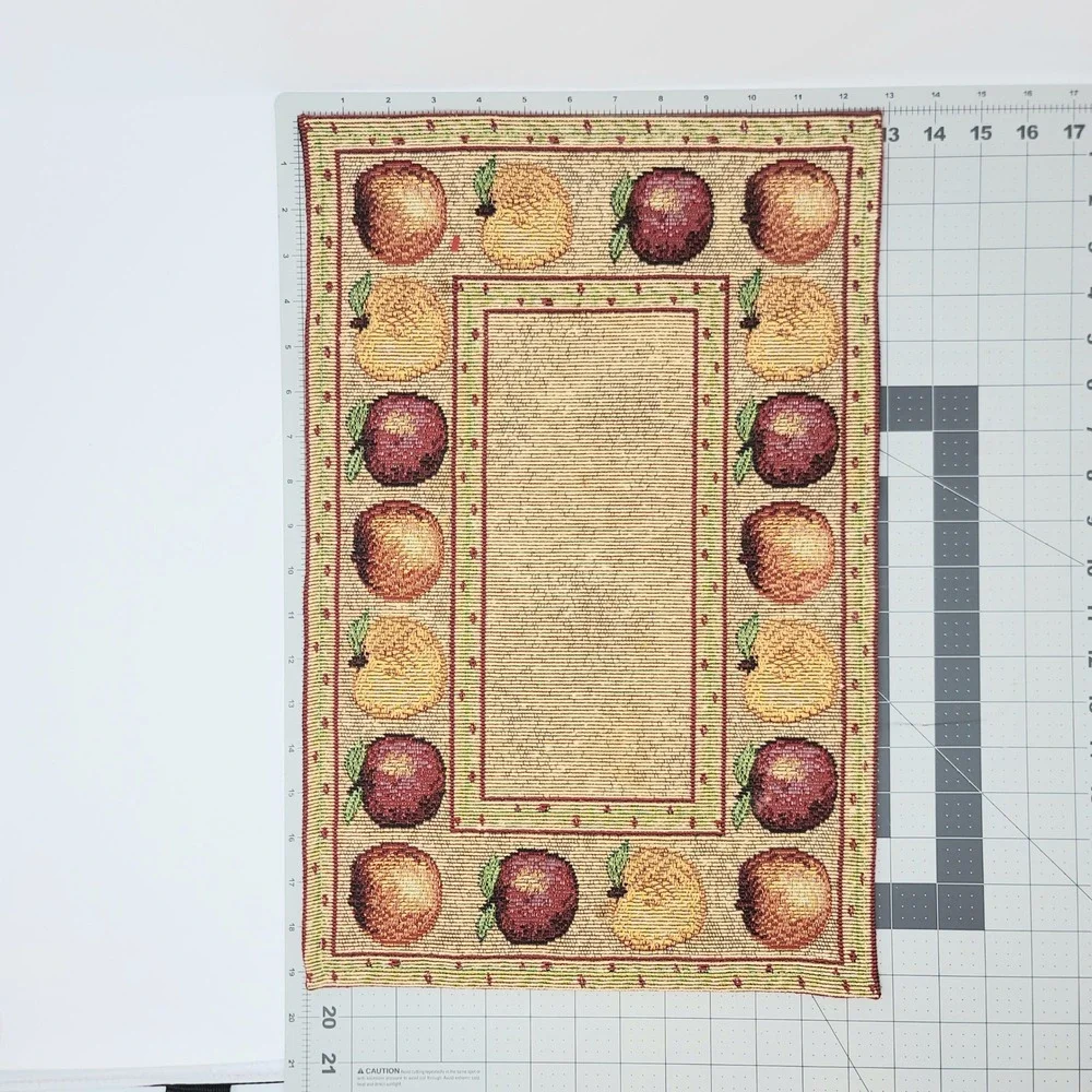 Vintage Apple Tapestry Placemats Set of 6 Red Gold Fruit 1990s Country Cottage
